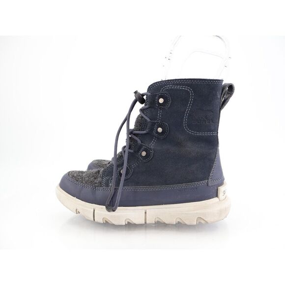 Sorel Kids' Explorer Waterproof Lace-Up Boot Blue Tall Winter Size 3 Leather - Picture 4 of 11